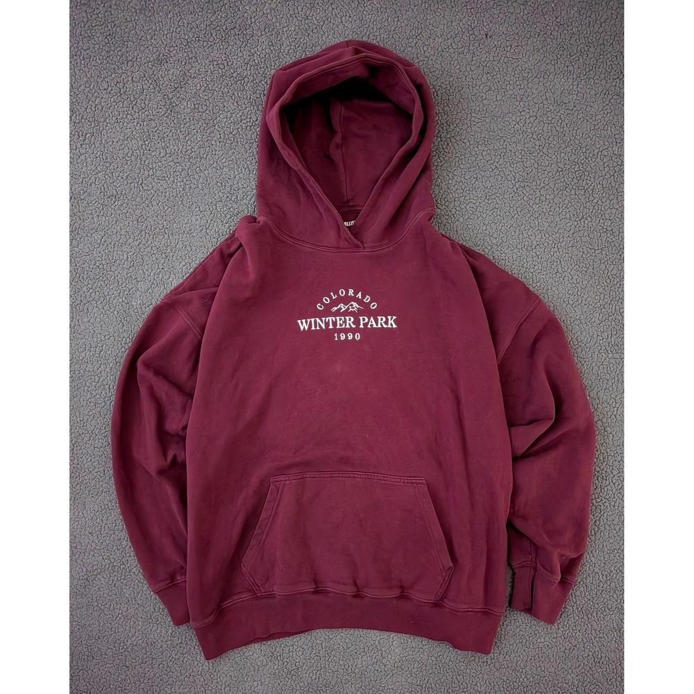 Hollister Colorado Winter Park 1990 Hoodie Burgundy Maroon Large